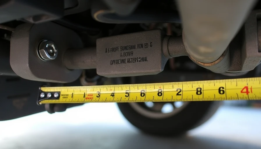 Toyota Camry front subframe reference hole with tape measure showing measurement to bushing bolt